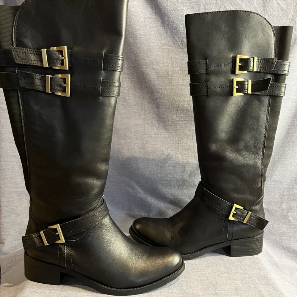 Vintage Chocolat Blu Black Leather Equestrian Riding Boots Size 7 EUC